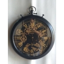 y15714-( 時鐘.溫度計-鏡子-溫度計.壁掛鐘-巴黎懷錶造型時鐘(旋轉機械)